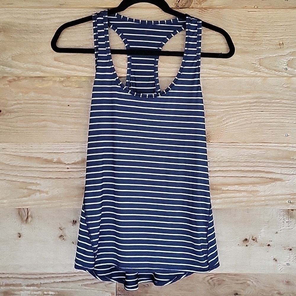 Athleta Size Small Navy and Gray Striped Tank